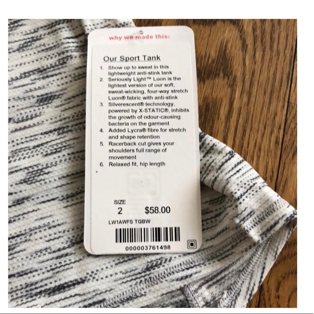 NWT Lululemon Our Sport Tank, size 2